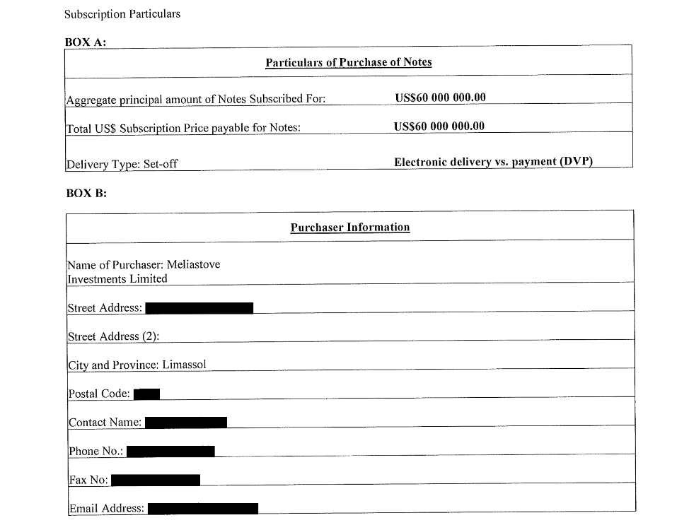 Meliastove Investments financed Curaleaf with $60 million in December 2021. 